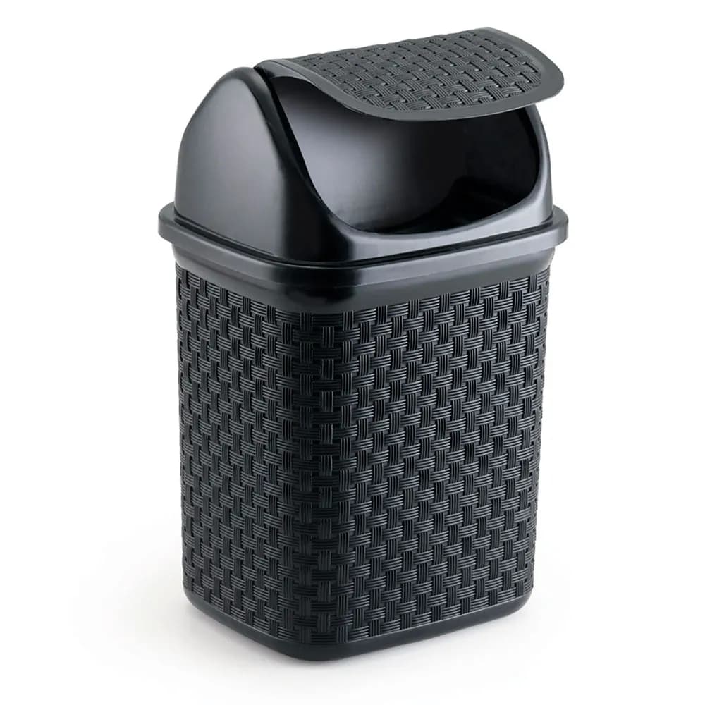 LIXEIRA DE PIA BASCULANTE RATTAN NITRONPLAST PRETO 45L