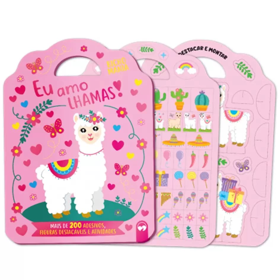 LIVRO COM ADESIVOS BICHO MANIA LHAMAS