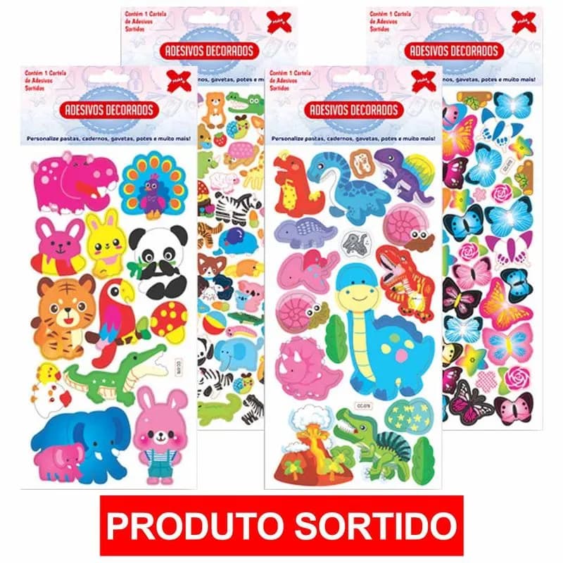 ADESIVOS DECORADOS 10X24CM. DIVERTIDOS CARTELA