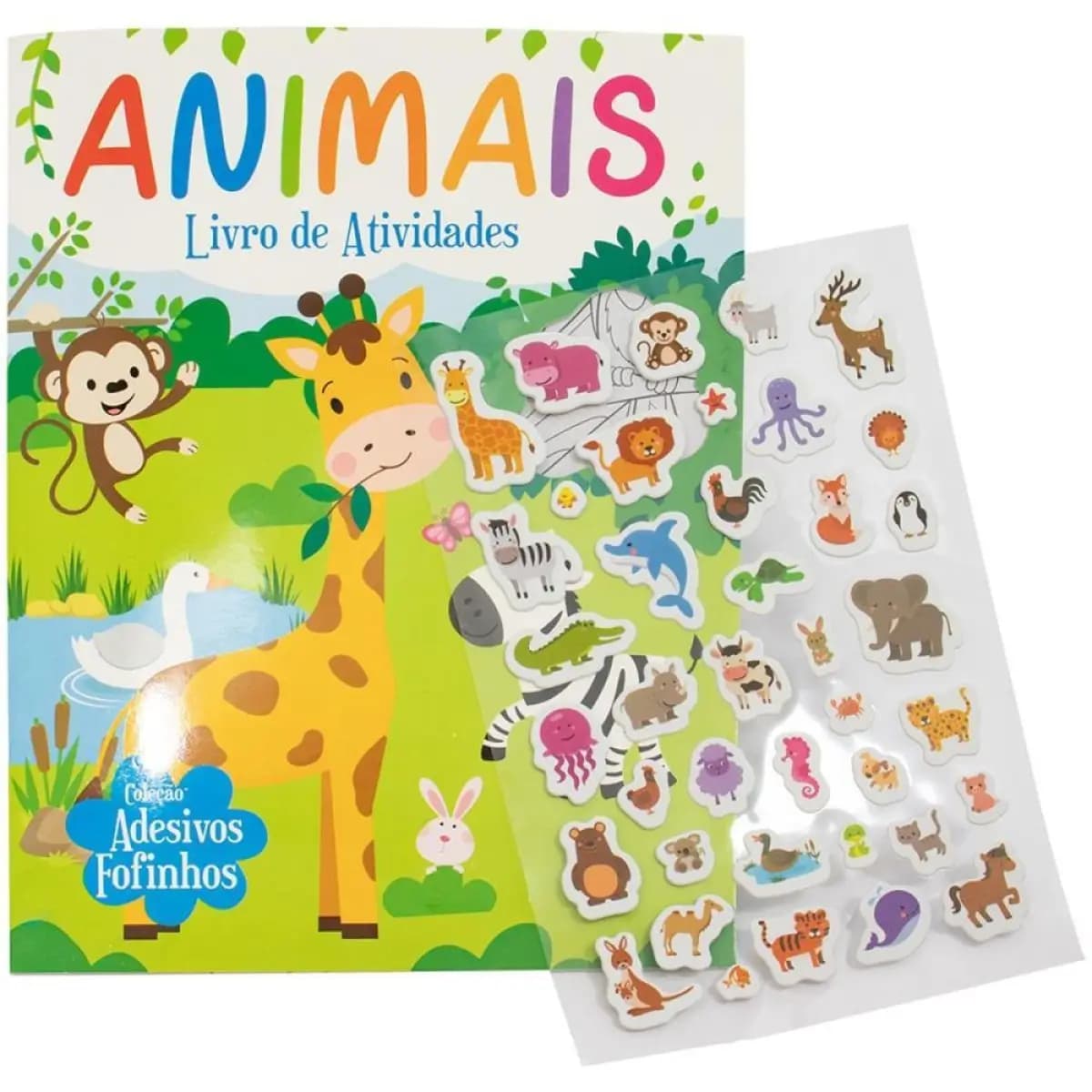 LIVRO COM ADESIVOS ANIMAIS FOFINHOS 21X28CM 24PG