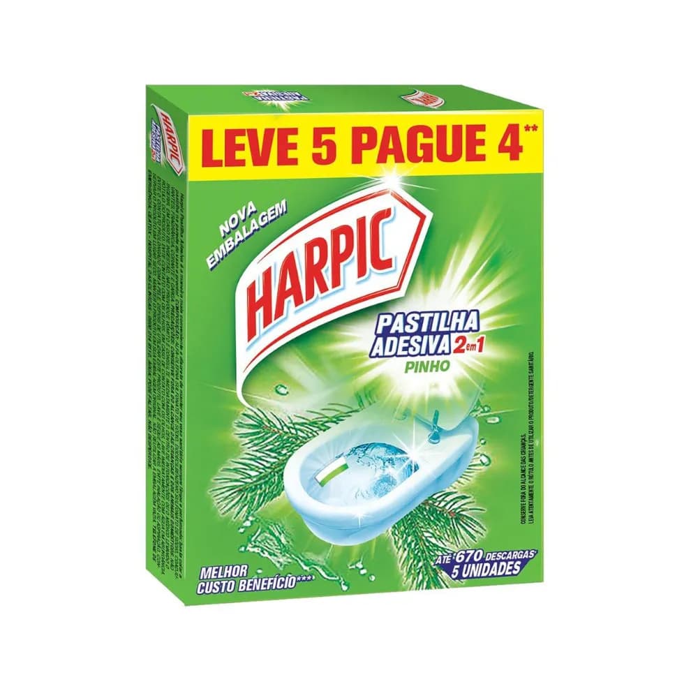PASTILHA ADESIVA SANITARIA HARPIC 5UN  PINHO