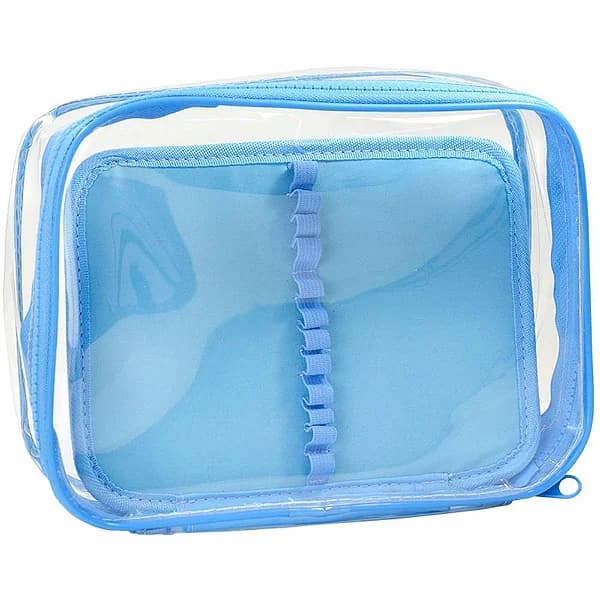 ESTOJO BOX PVC CRISTAL AZUL G C/DIVISORIA