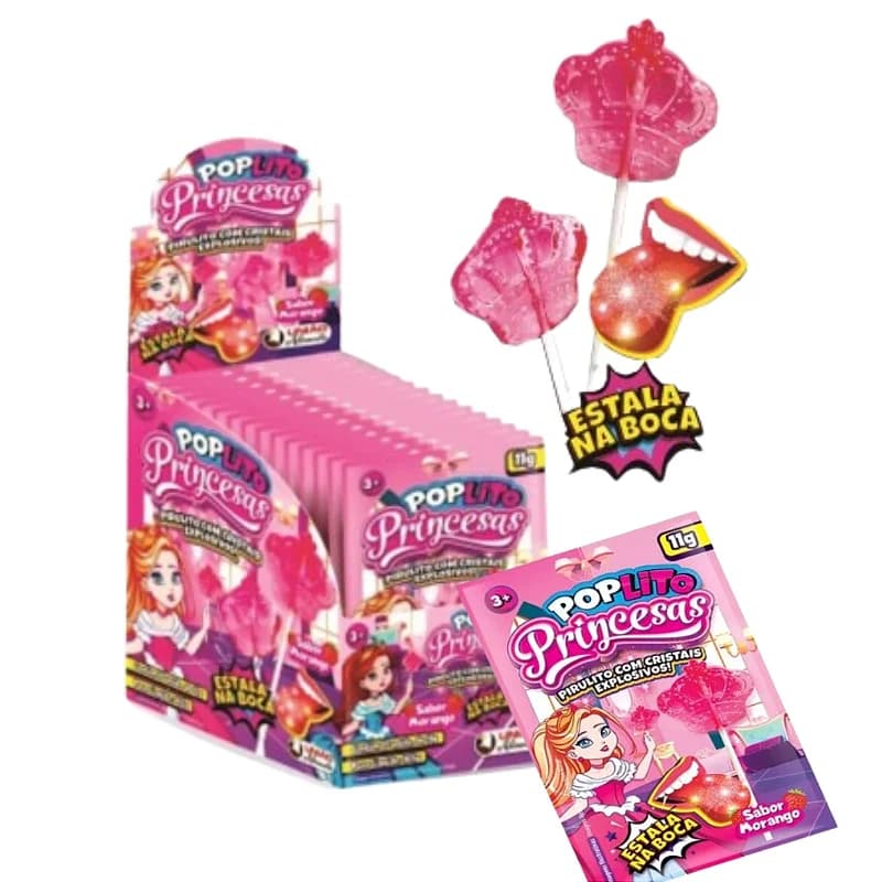 PIRULITO POP LITO PRINCESAS C/ CRISTAIS EXPLOSIVOS