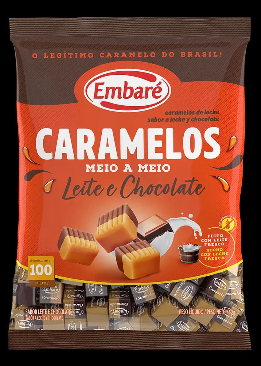CARAMELOS EMBARE 660G LEITE E CHOCOLATE