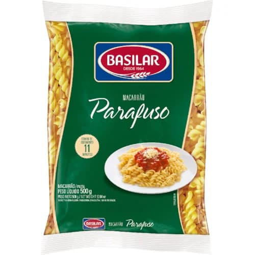MACARRAO BASILAR SEMOLADO PARAFUSO 500G