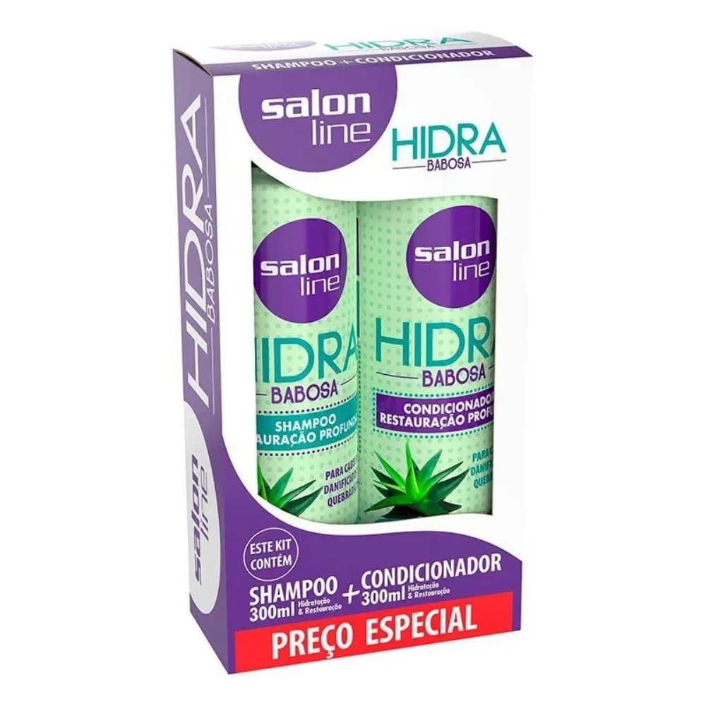 KIT SH CONDIC SALON LINE 600ML HIDRA BABOSA