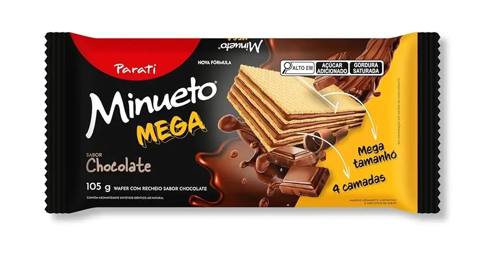BISCOITO WAFER PARATI MINUETO 105G  MEGA CHOCOLATE