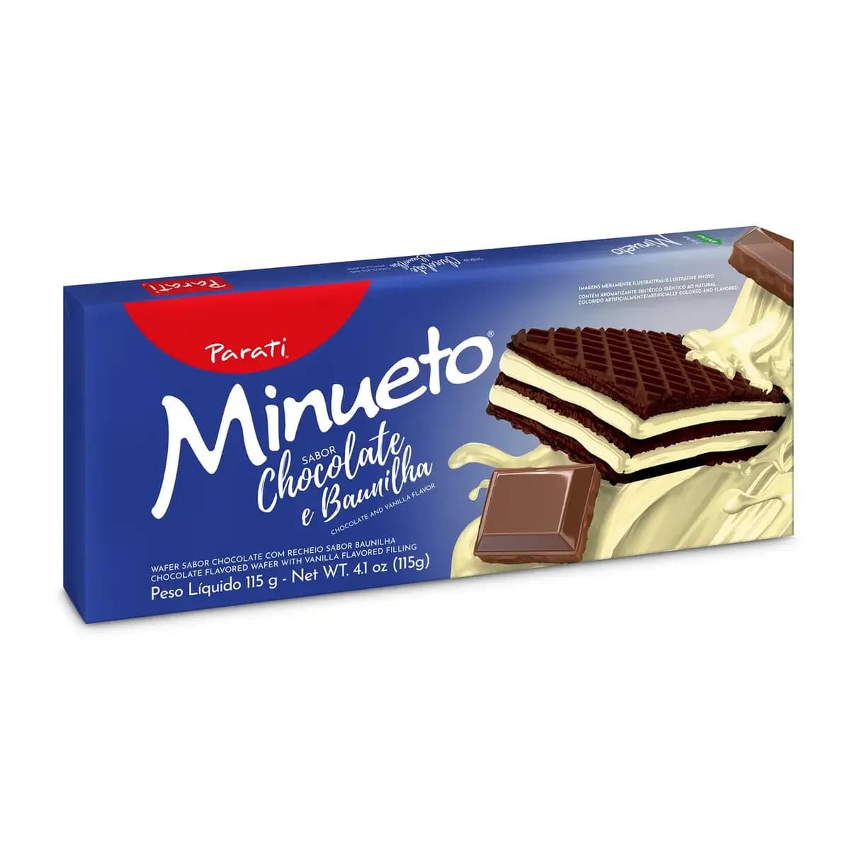 BISCOITO WAFER PARATI MINUETO 115G CHOC BAUN