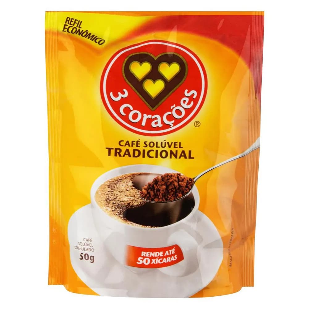 CAFE SOLUVEL PO 3CORACOES 50G TRADIC REFIL