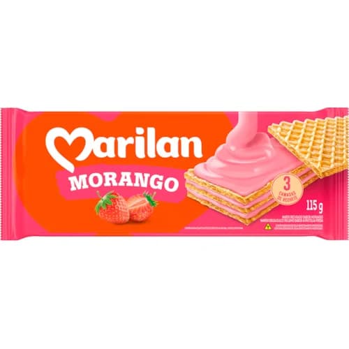BISCOITO WAFER MARILAN 115G MORANGO