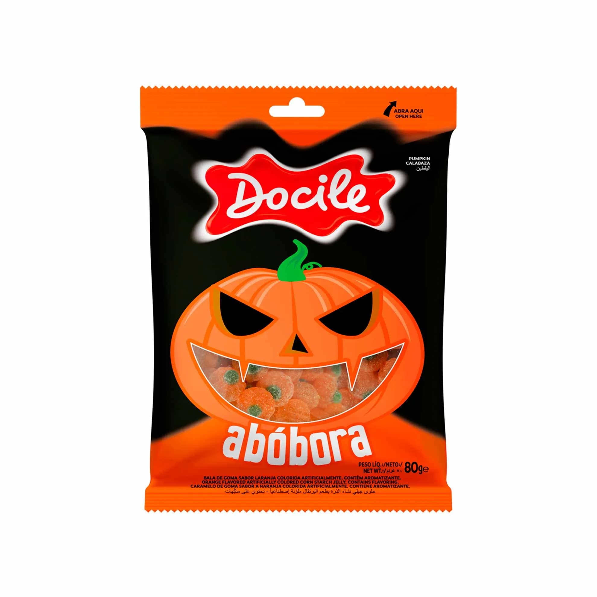 BALA GOMA DOCILE 80G ABOBORA LARANJA