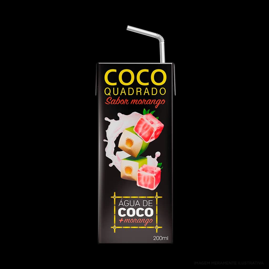 AGUA DE COCO QUADRADO 200ML MORANGO