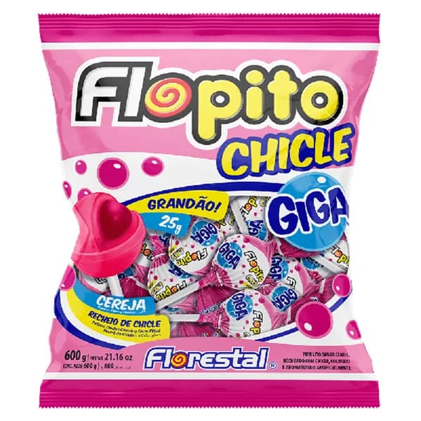 PIRULITO FLOPITO GIGA CHICLE 600G CEREJA