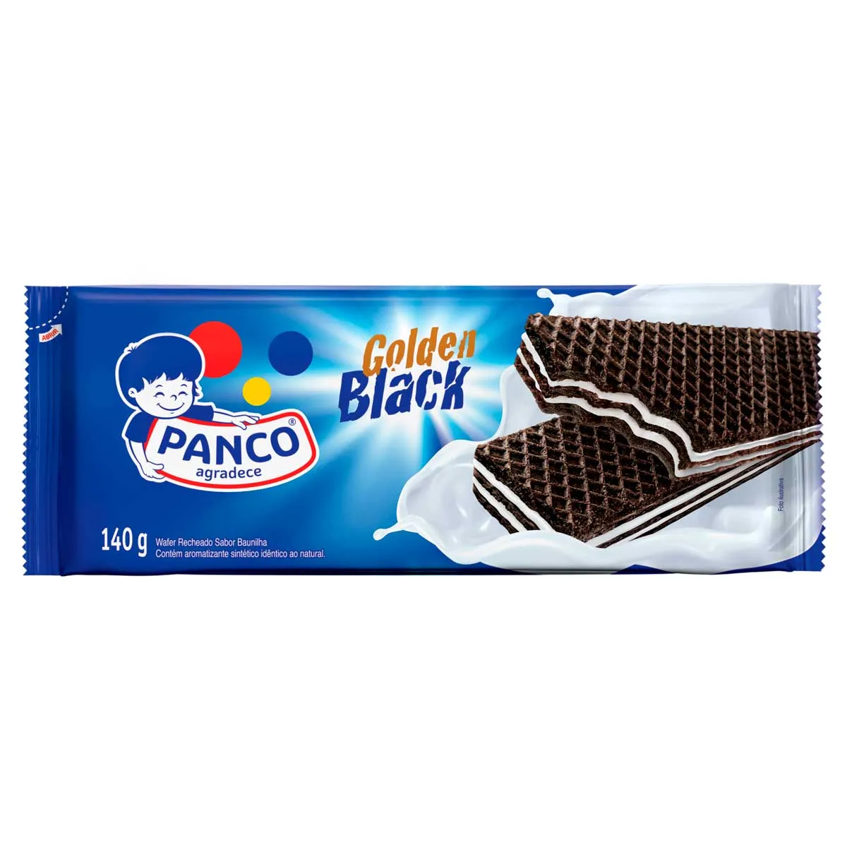 BISCOITO WAFER PANCO GOLDEN BLACK 140G BAUNILHA 