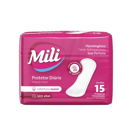 PROTETOR DIARIO MILI SUAVE SEM ABAS 15UN
