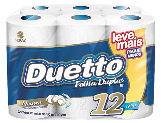 PAPEL HIG DUETTO NEUTRO FD 12X30M