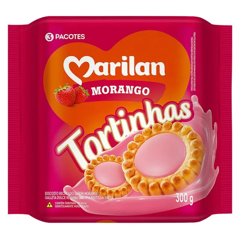BISC MARILAN TORTINHAS 300G MORANGO