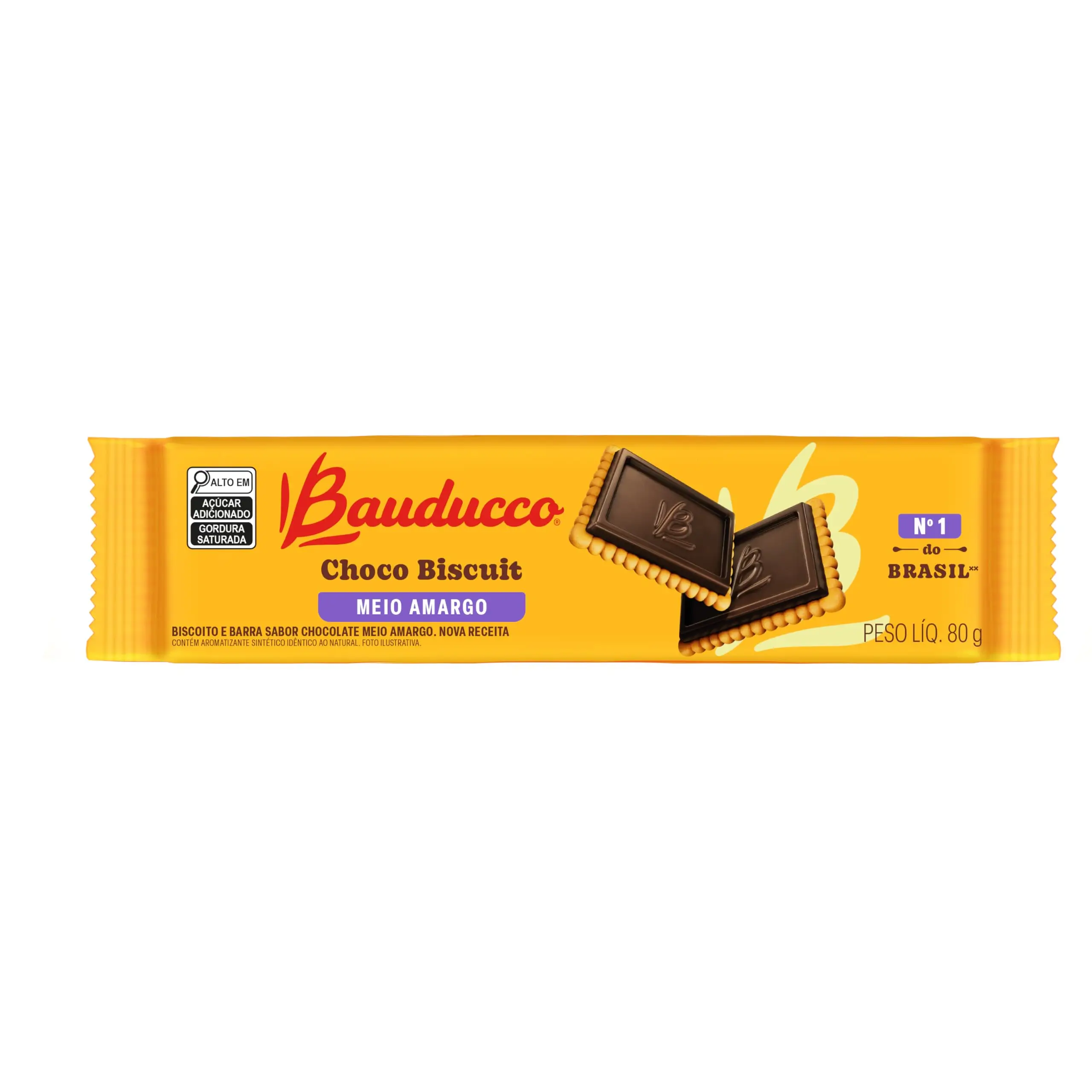 BISC BAUDUCCO 80G CHOCO BISCUIT MEIO AMARGO