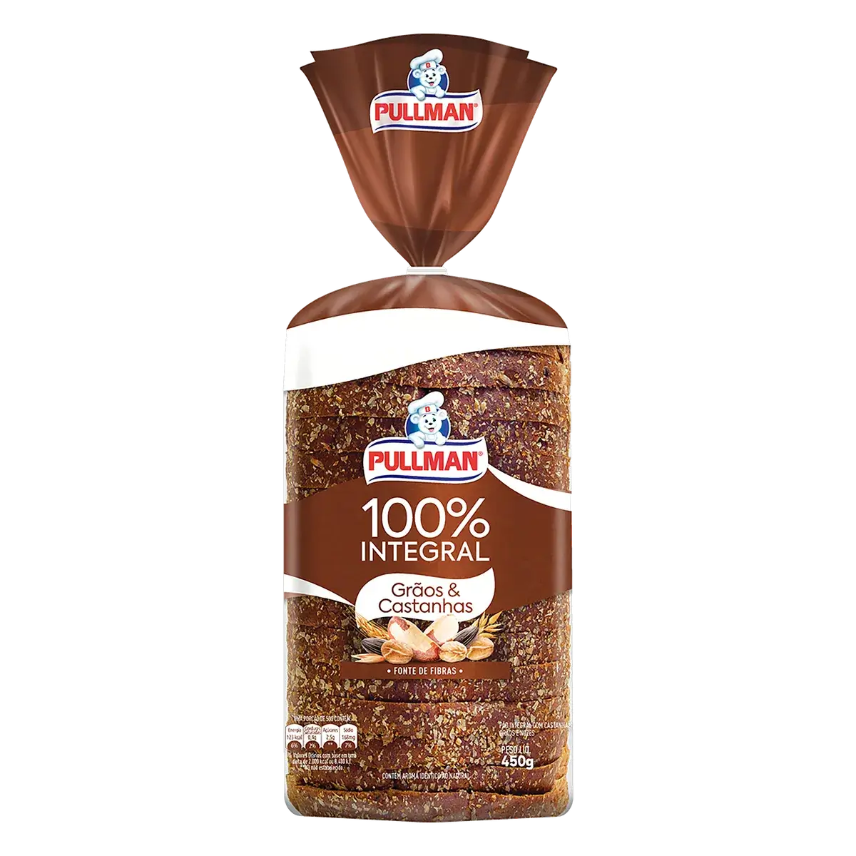 PAO DE FORMA PULLMAN 100INTEGRAL GRAOSCASTANHAS 450G