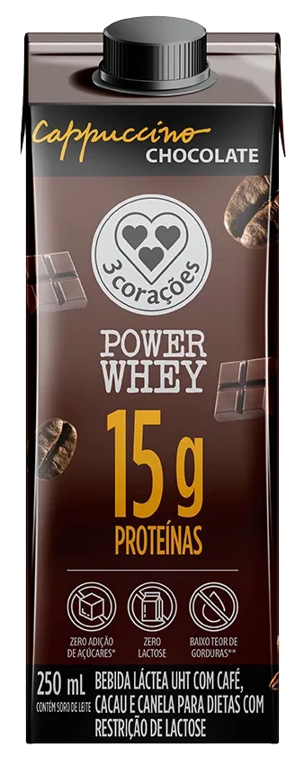 BEBIDA LACTEA 3CORACOES CAPPUCCINO POWER CHOCOLATE 250ML