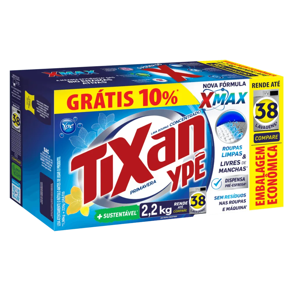 LAVA ROUPAS PO TIXAN 2,2KG PRIMAVERA CX